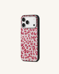 Bold Leopard Print Artificial Crystal Phone Case - Black