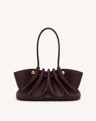 Naomi Gathered Long Handle Shoulder Bag - Deep Burgundy
