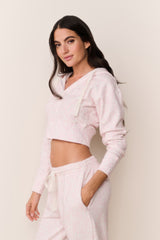 Arienne Cropped Bow Print Hoodie
