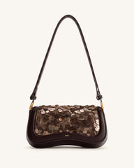 Joy Sequin Shoulder Bag - Mocha Brown