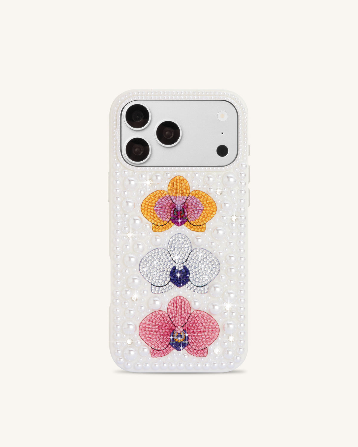 Pearl Orchid Floral Phone Case - White