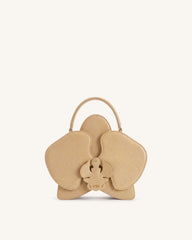 Flora Orchid Shaped Top Handle Bag - Apricot