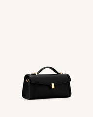 Delphine Saffiano Top Handle Bag - Black