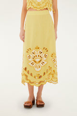 Yellow Stripes Richelieu Midi Skirt