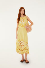 Yellow Stripes Richelieu Sleeveless Crop Top