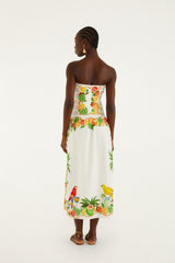 Off-White Biricutico Scarf Smocked Strapless Maxi Dress
