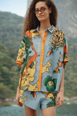 Multicolor Beaches Path Buttoned Shirt