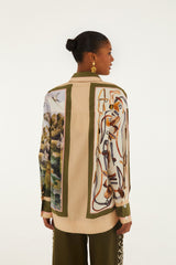 Multicolor Countryside Mixed Scarf Buttoned Shirt