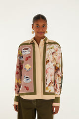 Multicolor Countryside Mixed Scarf Buttoned Shirt