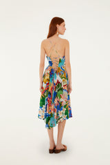 Multicolor Garden Of Life Back Ties Midi Dress