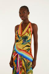 Multicolor Rainbow Summer Scarf  Blouse