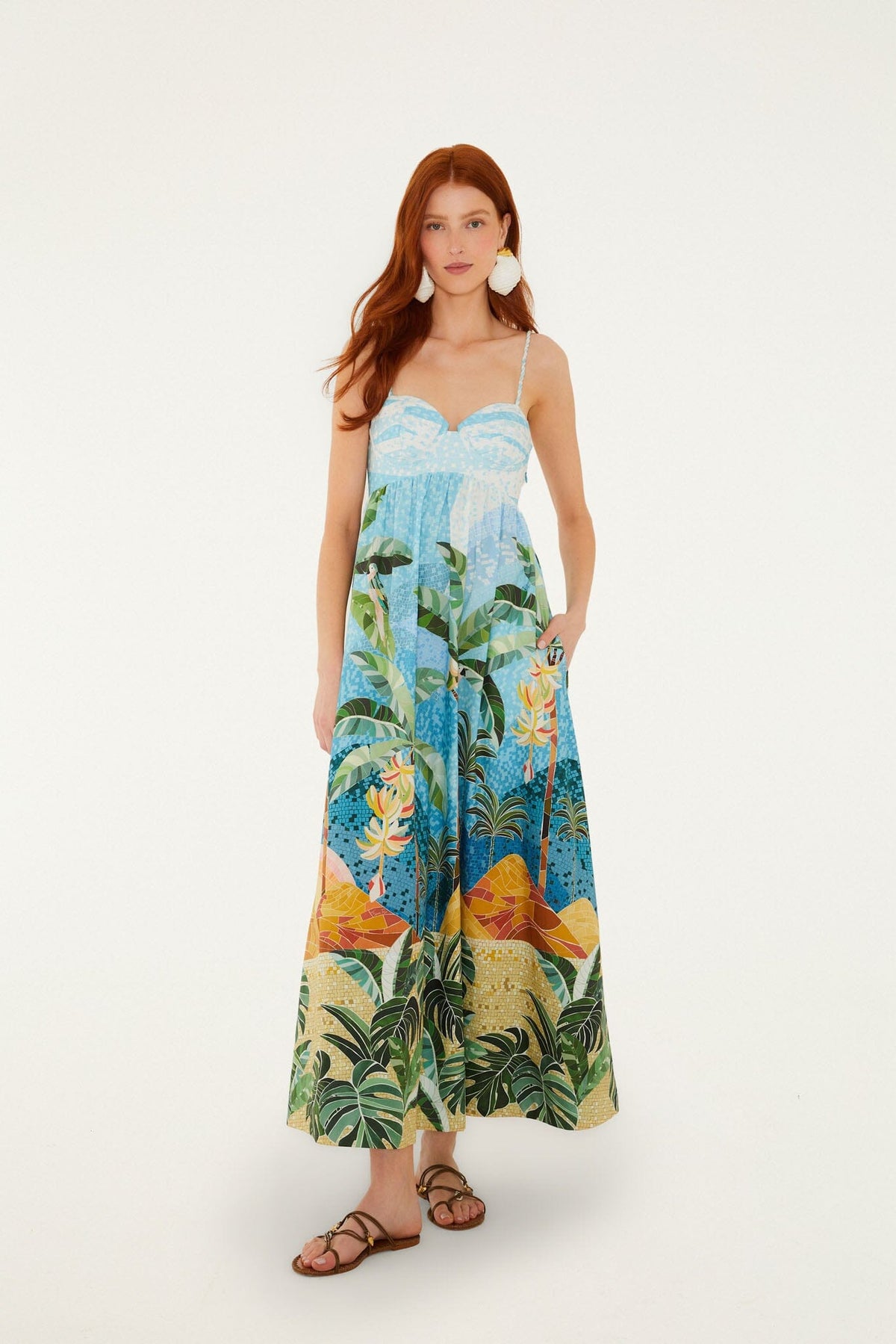 Multicolor Rio Mosaic Sweetheart Neck Maxi Dress