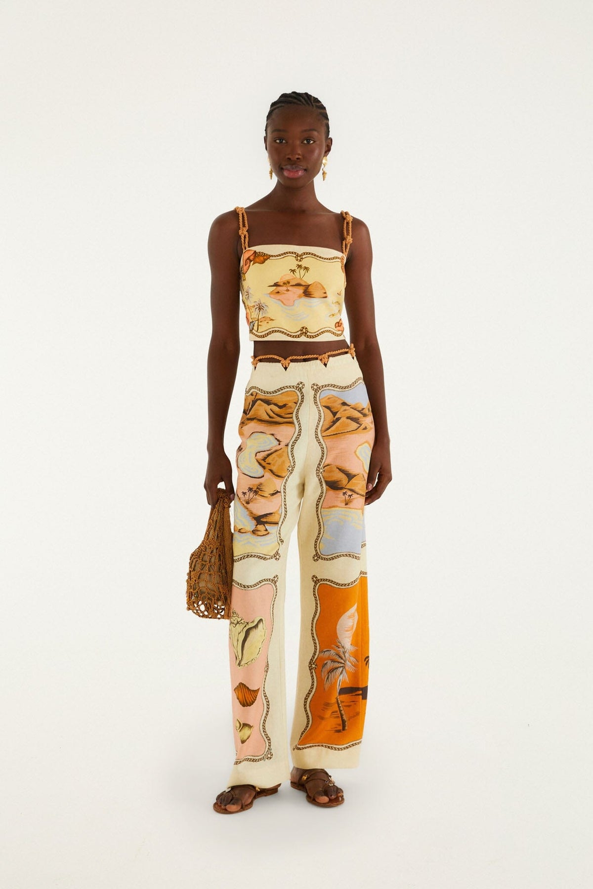 Multicolor Rio Souvenir Scarves Rope Detail Pants