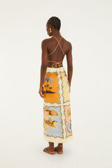 Multicolor Rio Souvenir Scarves Rope Straps Maxi Dress