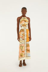 Multicolor Rio Souvenir Scarves Rope Straps Maxi Dress