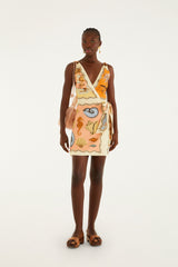 Multicolor Rio Souvenir Scarves Rope Straps Mini Dress