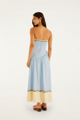 Multicolor Rio Souvenir Strapless Side Ties Maxi Dress