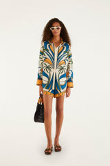 Multicolor Tropical Graphic Collared Buttoned Shirt