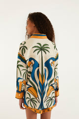 Multicolor Tropical Graphic Collared Buttoned Shirt