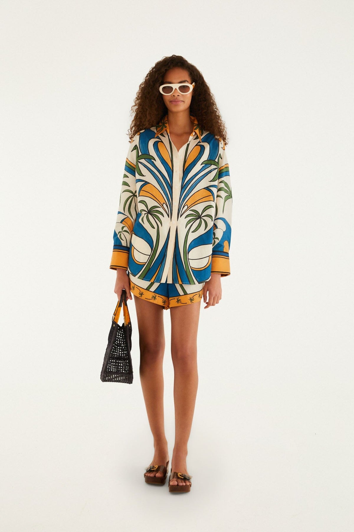 Multicolor Tropical Graphic Drawstring Pockets Shorts