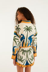 Multicolor Tropical Graphic Drawstring Pockets Shorts