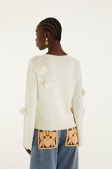 Off-White 3d Flower Buttoned Knit Cardigan