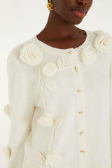 Off-White 3d Flower Buttoned Knit Cardigan