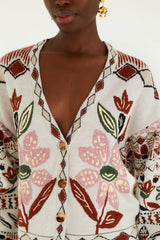 Off-White Ainika Embroidered Flower Knit Cardigan