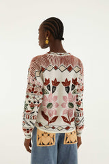 Off-White Ainika Embroidered Flower Knit Cardigan