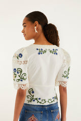 Off-White Countryside Land Embroidered Lace Blouse