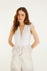 Off-White Embroidered Lace Blouse