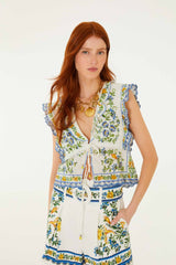 Off-White Emily Floral Tapestry Drawstring Blouse