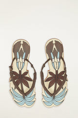 Off-White Palm Tree Cutwork Wedge Sandal