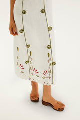 Off-White Tulip Richelieu Embroidered Midi Dress