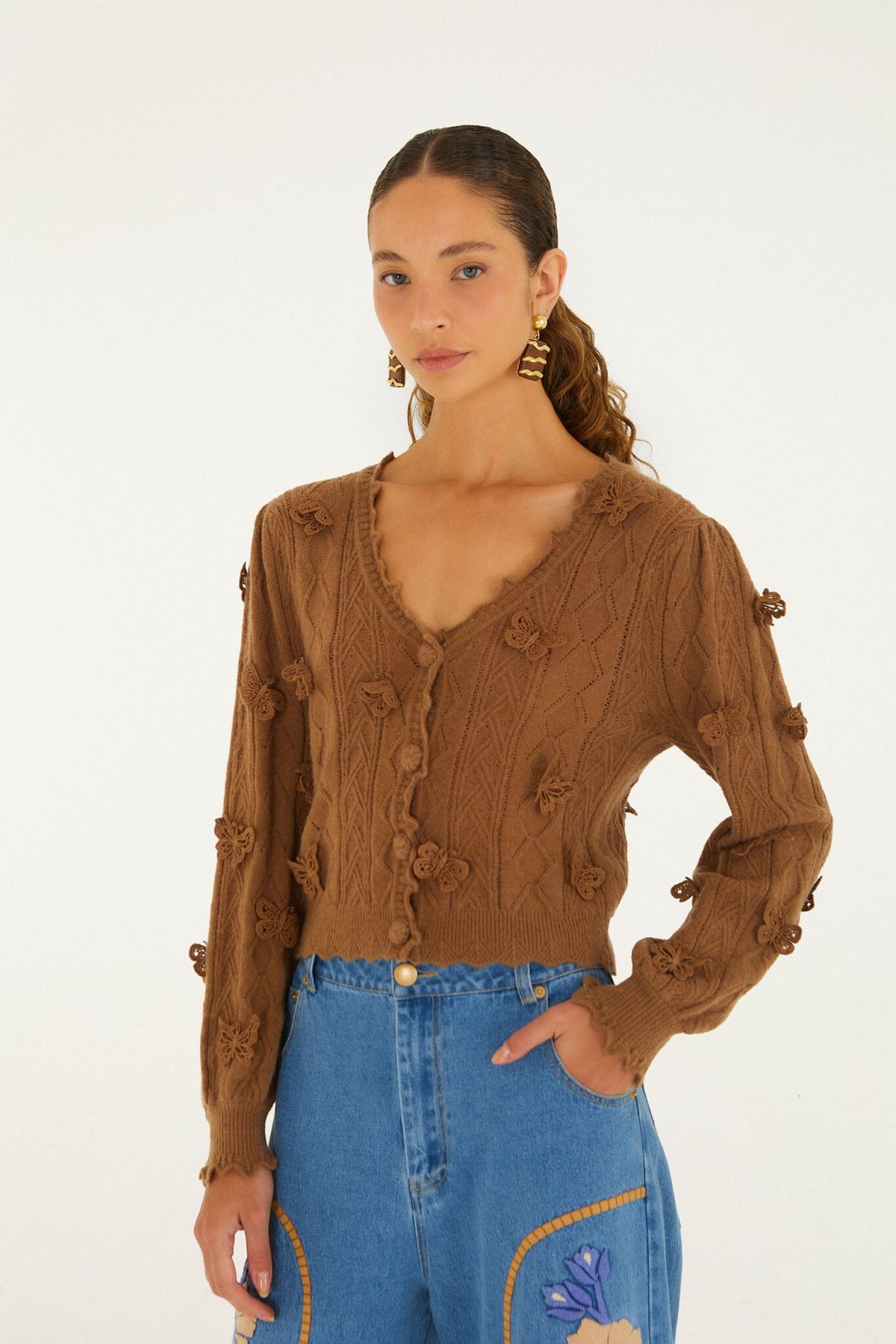 Richelieu 3D Butterflies Knit Cardigan