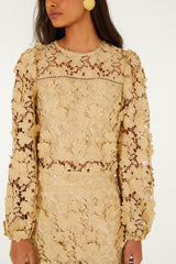 Sand Embroidery Long Sleeve Blouse
