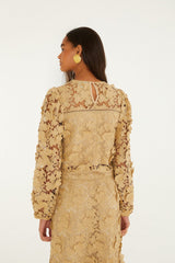 Sand Embroidery Long Sleeve Blouse