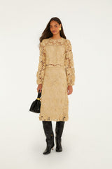 Sand Embroidery Long Sleeve Blouse