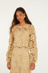 Sand Embroidery Long Sleeve Blouse