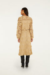 Sand Embroidery Lined Midi Skirt