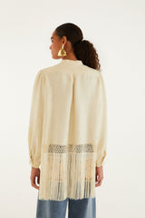 Sand Richelieu Long Sleeve Fringes Shirt