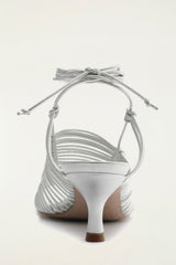 Silver Macrame Heeled Sandal