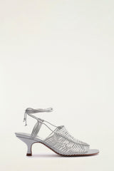 Silver Macrame Heeled Sandal