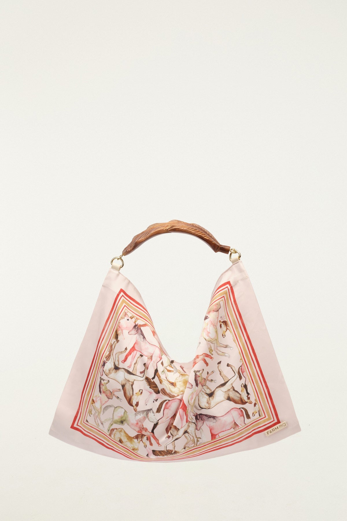 Soft Pink Horses Satin Small Scarf Bag