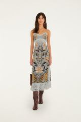Stained Glass Beauty Lace Slip Midi Dress