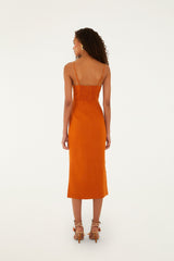 Terra Cotta 3d Shells Sleeveless Midi Dress