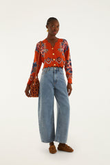Terracota Victorian Floral Buttoned Knit Cardigan