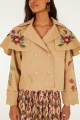 Twill Notched Lapel Mini Trench Coat