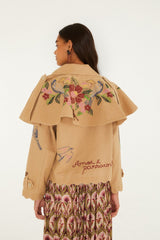 Twill Notched Lapel Mini Trench Coat