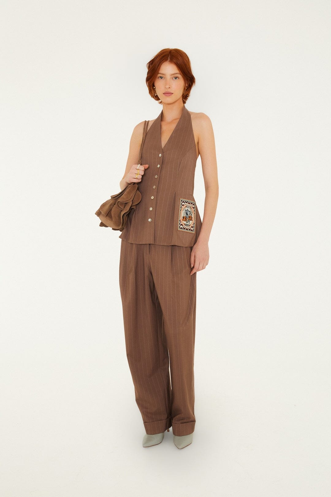 Yarn Dyed Wide Leg Pants